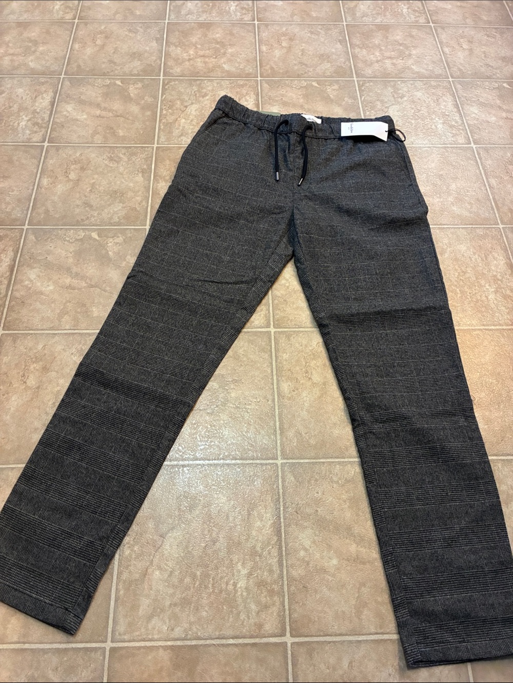 Goodfellow & Co Gray Plaid Drawstring Trousers